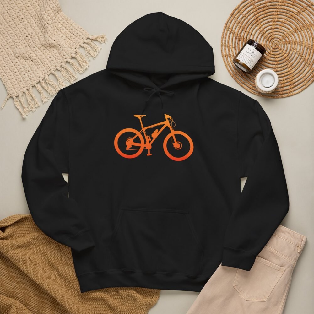 Mountain Bike Hoodie — Orange Gradient Bike Graphic for Cyclists & Outdoor Enthusiasts