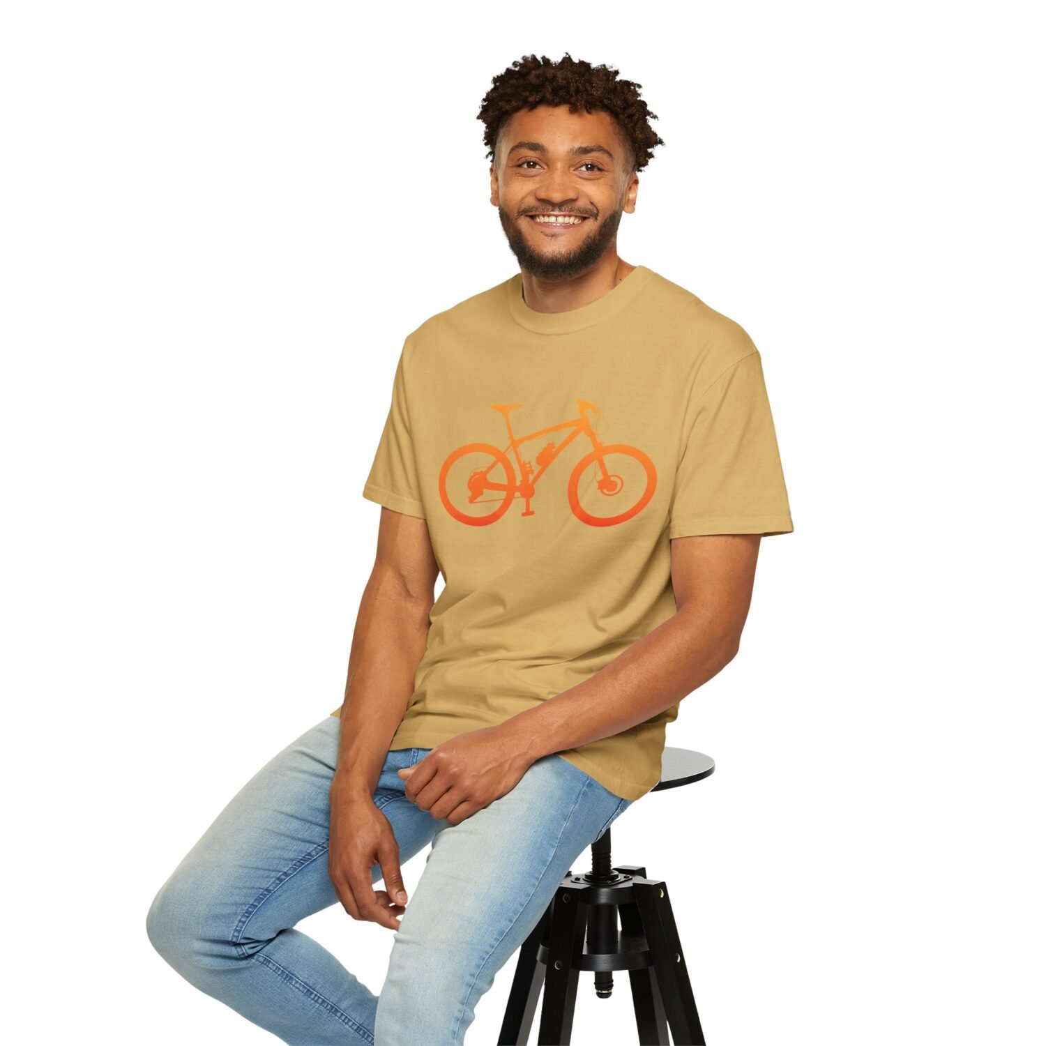 Mountain Bike Silhouette T-Shirt — Orange MTB Graphic Tee for Cyclists - Image 10