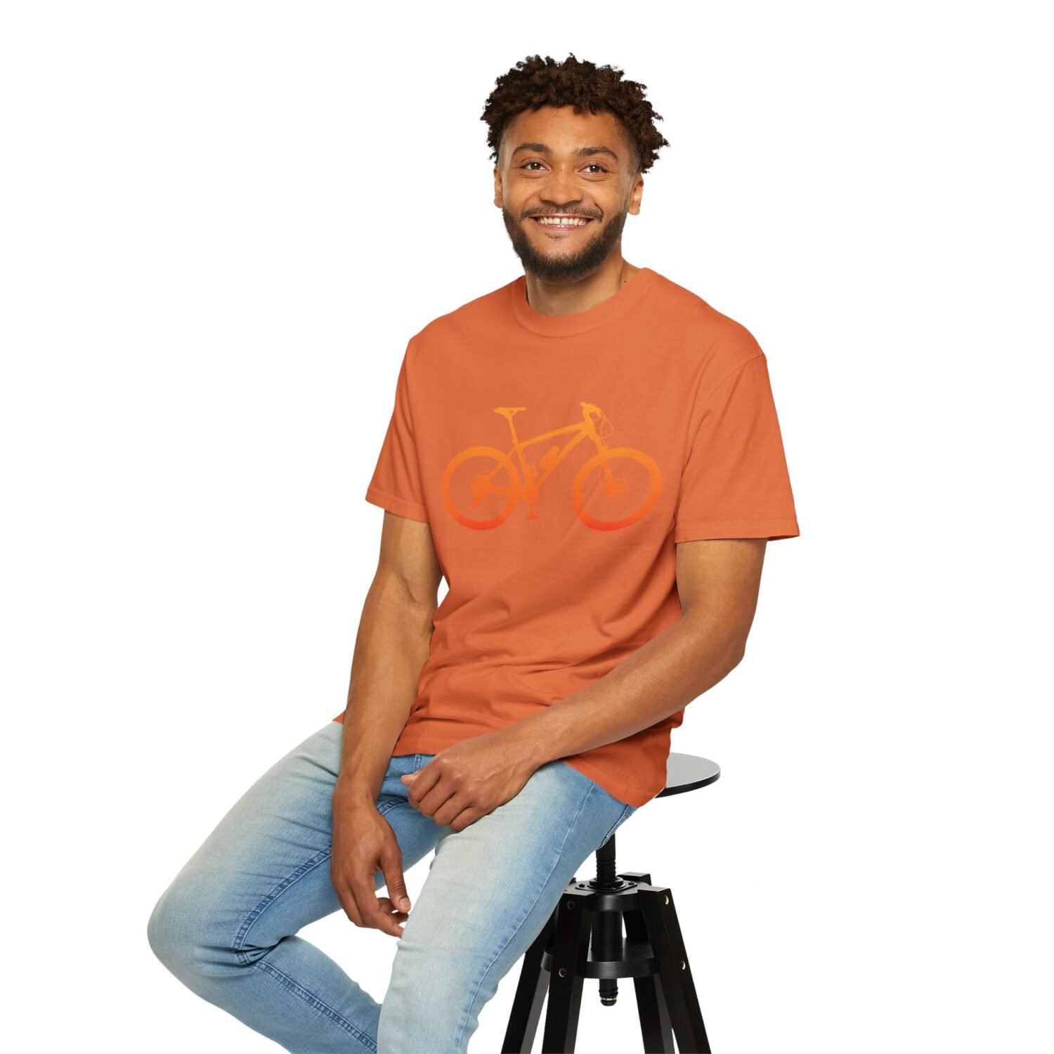 Mountain Bike Silhouette T-Shirt — Orange MTB Graphic Tee for Cyclists - Image 16