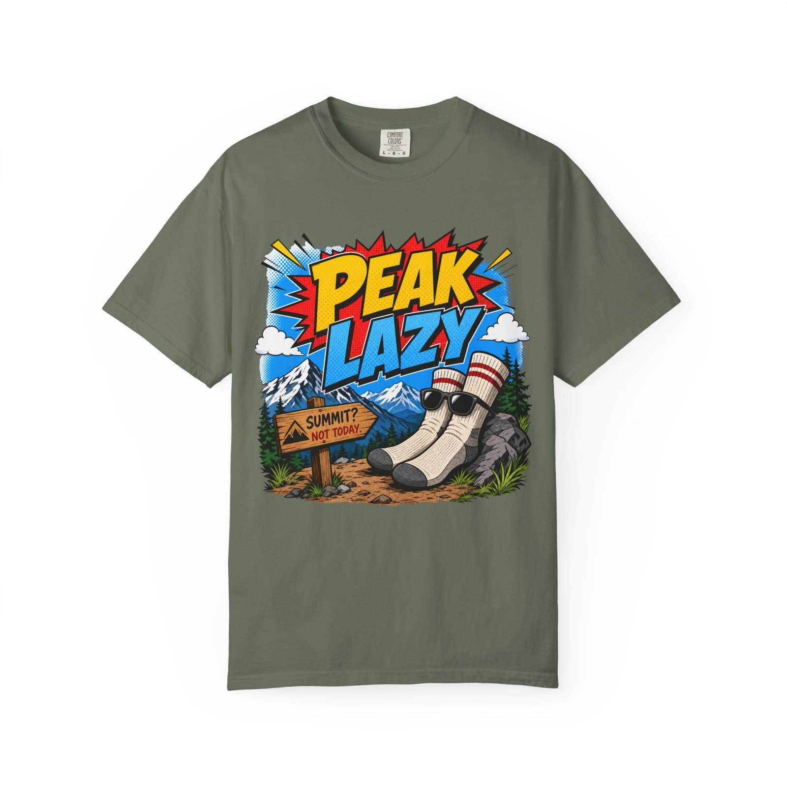 Peak Lazy Funny Hiking Design T-Shirt - Image 3