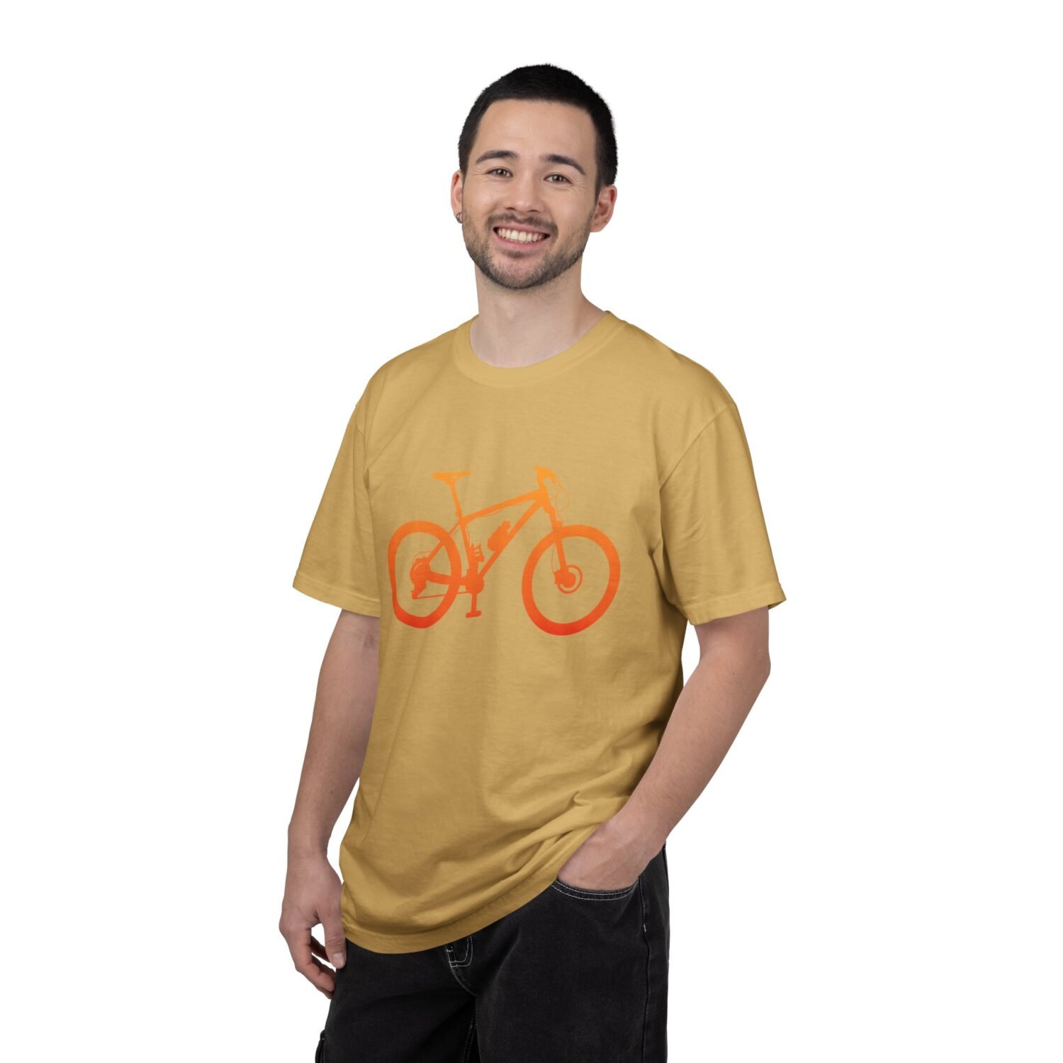 Mountain Bike Silhouette T-Shirt — Orange MTB Graphic Tee for Cyclists - Image 9