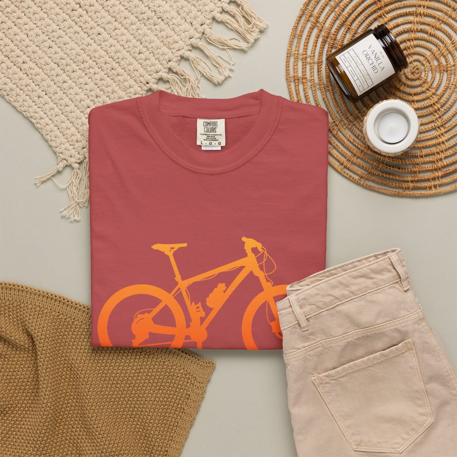 Mountain Bike Silhouette T-Shirt — Orange MTB Graphic Tee for Cyclists - Image 89