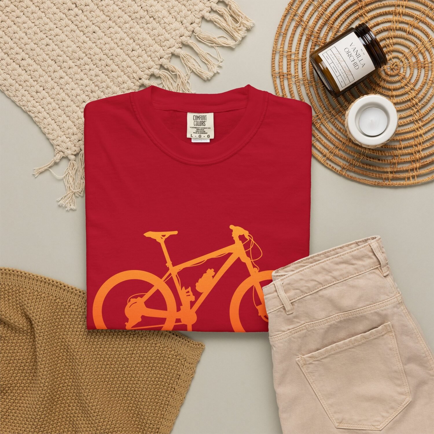 Mountain Bike Silhouette T-Shirt — Orange MTB Graphic Tee for Cyclists - Image 95