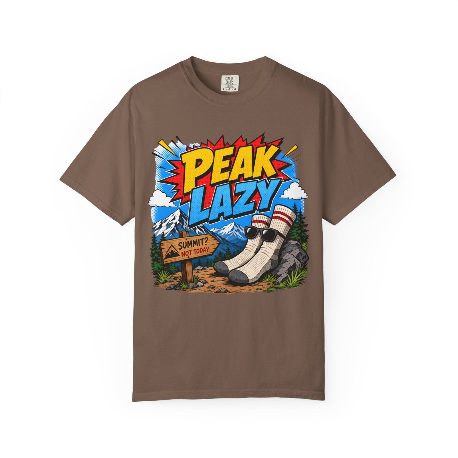 Peak Lazy Funny Hiking Design T-Shirt - Image 4