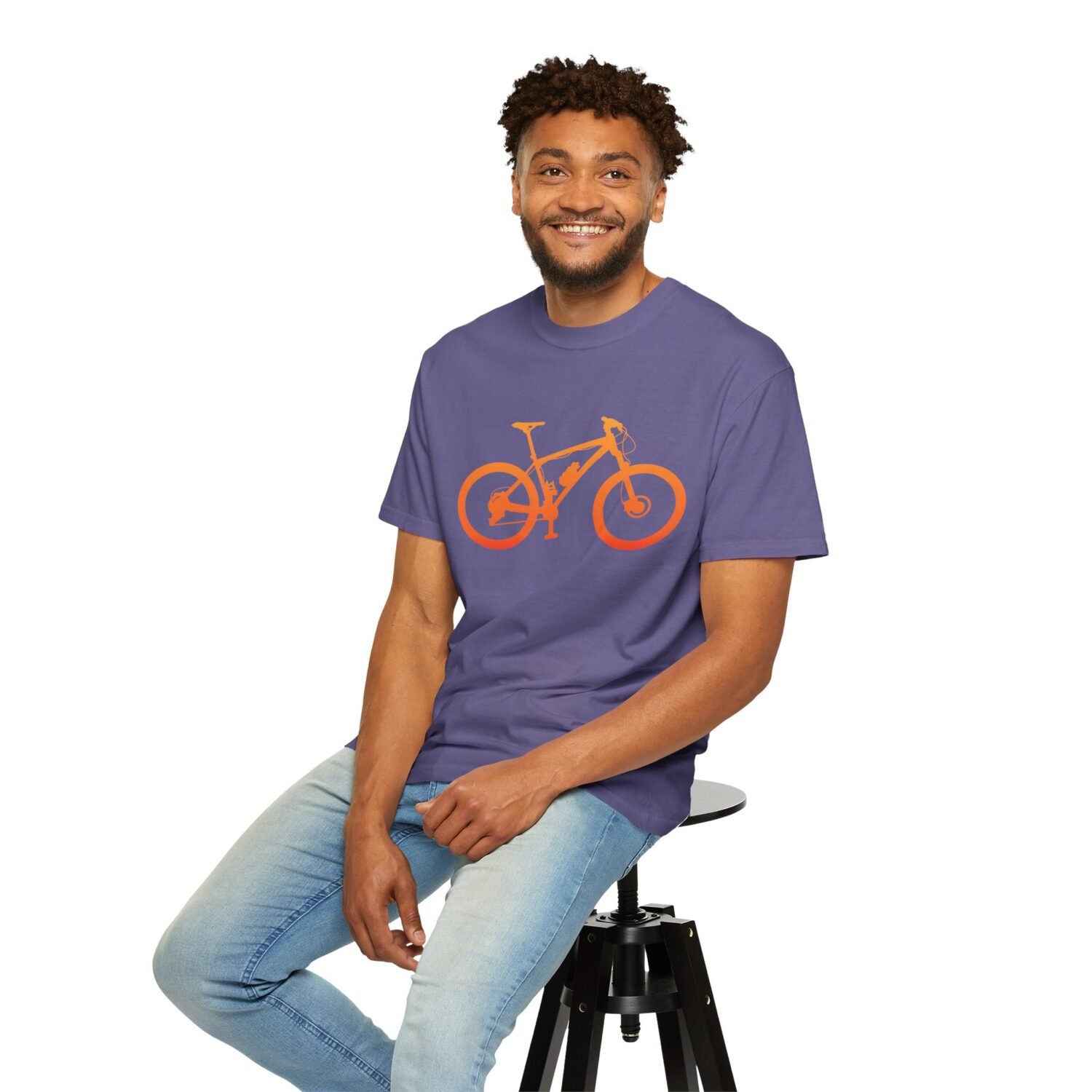 Mountain Bike Silhouette T-Shirt — Orange MTB Graphic Tee for Cyclists - Image 82