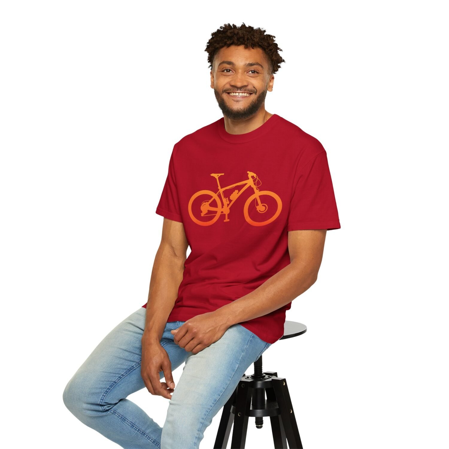 Mountain Bike Silhouette T-Shirt — Orange MTB Graphic Tee for Cyclists - Image 94