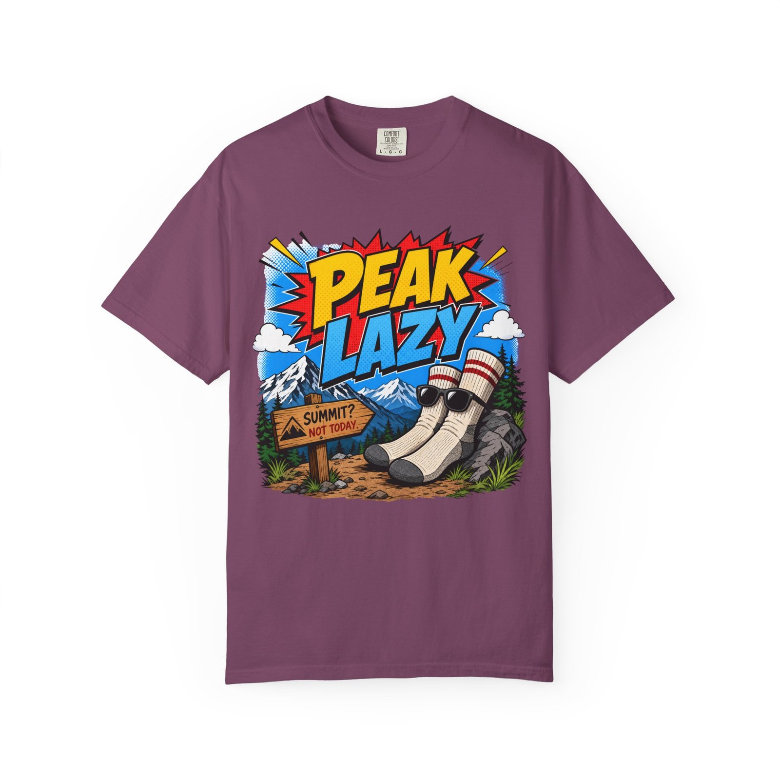 Peak Lazy Funny Hiking Design T-Shirt - Image 6