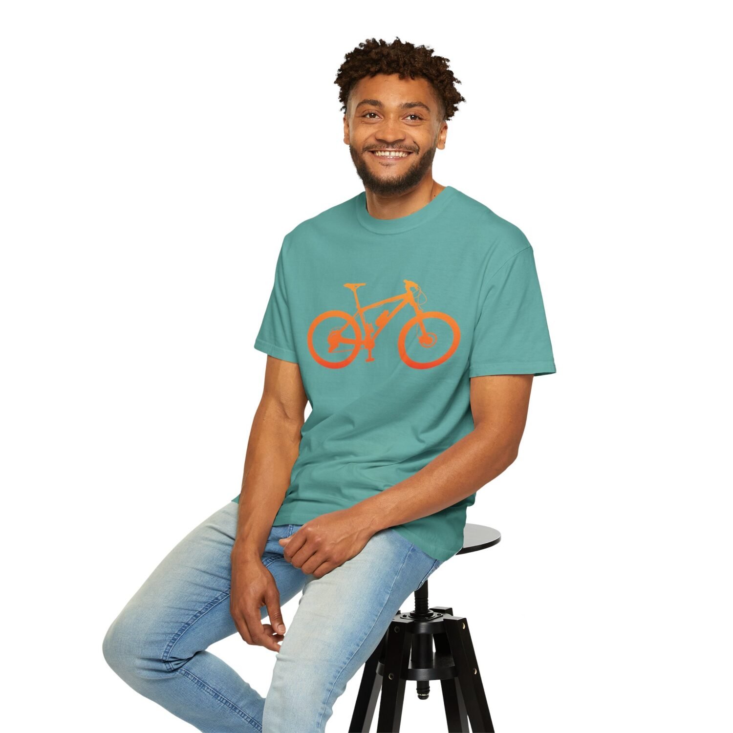Mountain Bike Silhouette T-Shirt — Orange MTB Graphic Tee for Cyclists - Image 46