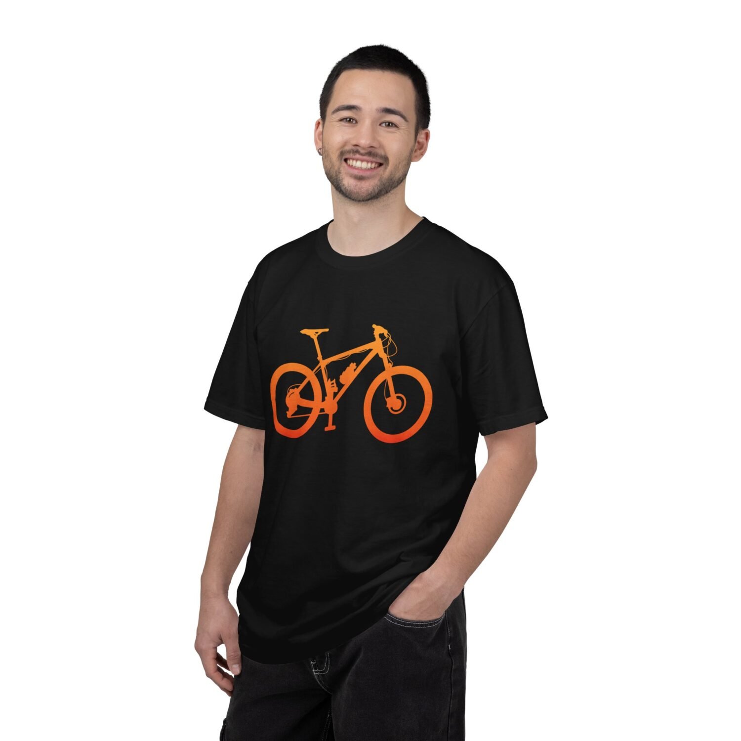 Mountain Bike Silhouette T-Shirt — Orange MTB Graphic Tee for Cyclists - Image 4