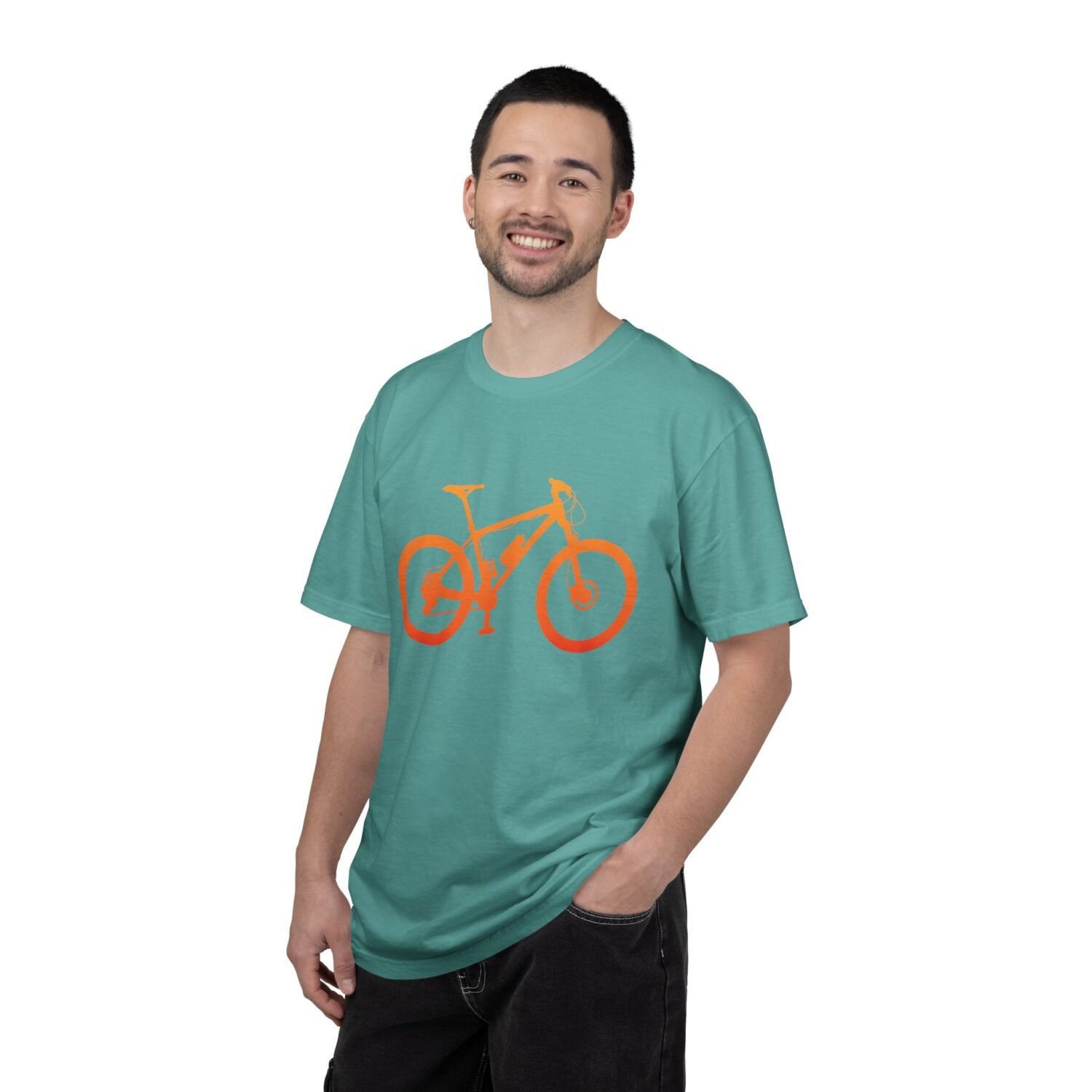 Mountain Bike Silhouette T-Shirt — Orange MTB Graphic Tee for Cyclists - Image 45