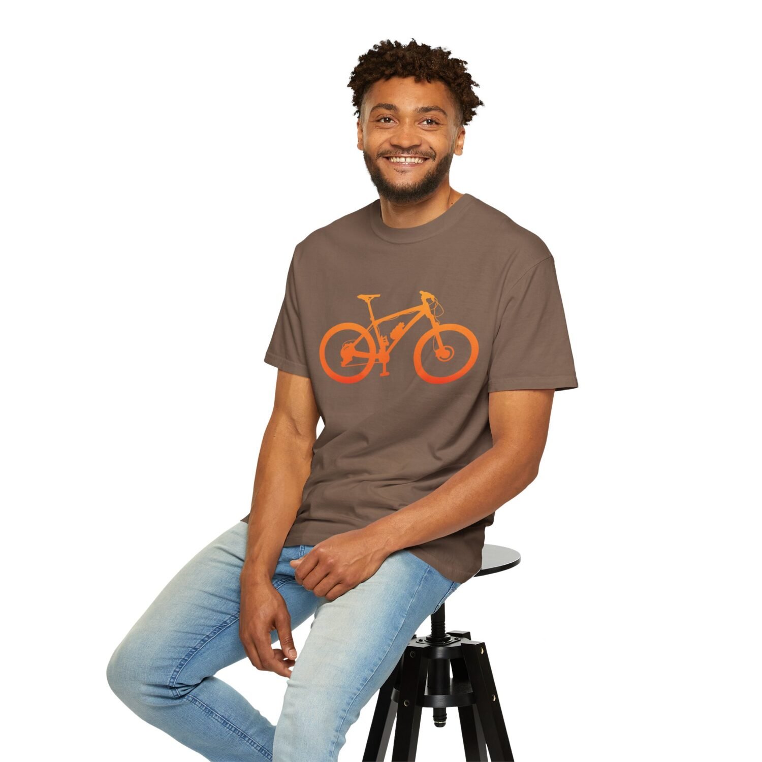 Mountain Bike Silhouette T-Shirt — Orange MTB Graphic Tee for Cyclists - Image 22