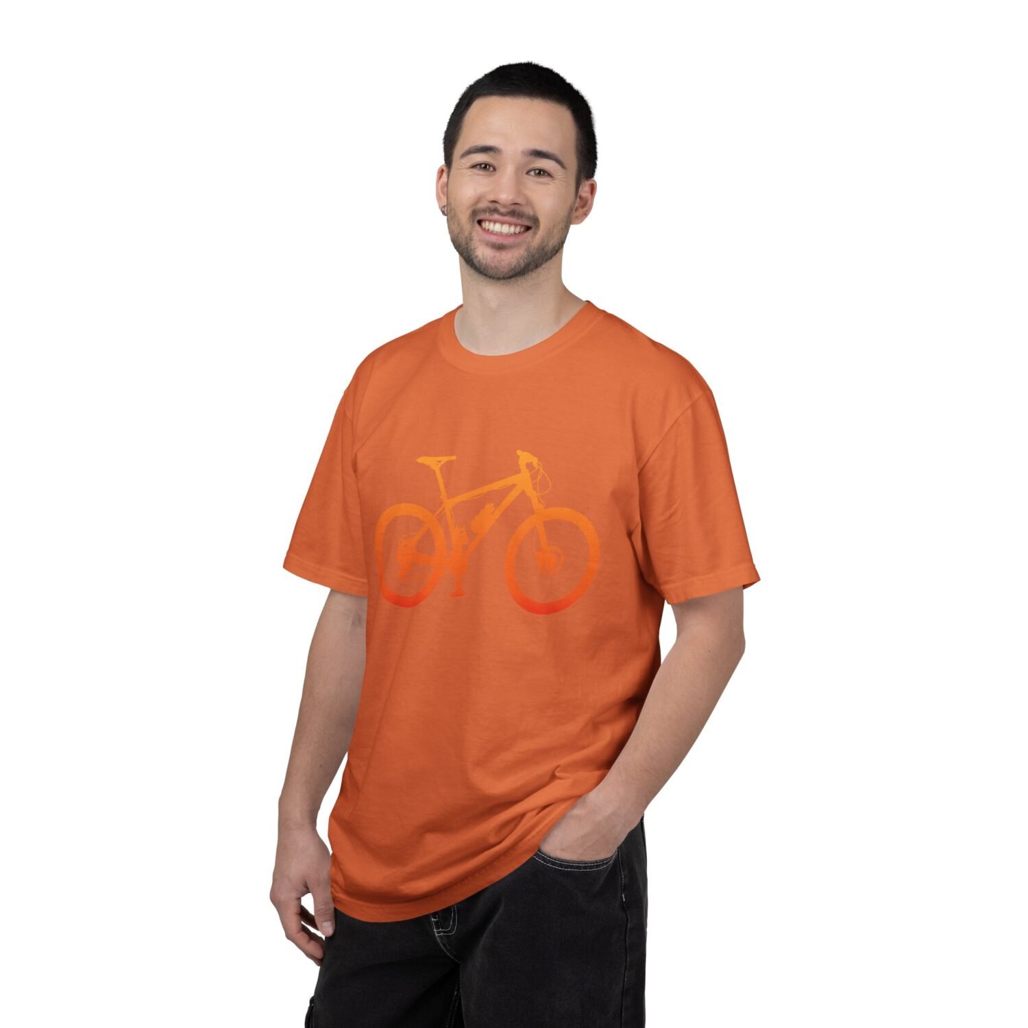 Mountain Bike Silhouette T-Shirt — Orange MTB Graphic Tee for Cyclists - Image 15