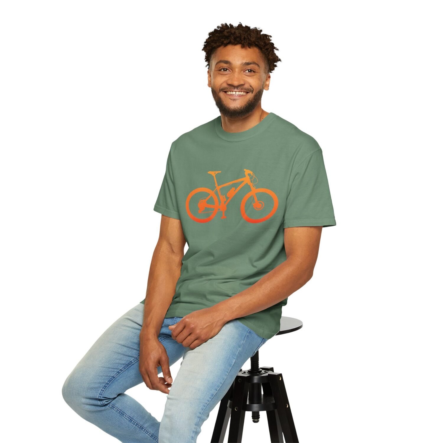 Mountain Bike Silhouette T-Shirt — Orange MTB Graphic Tee for Cyclists - Image 40