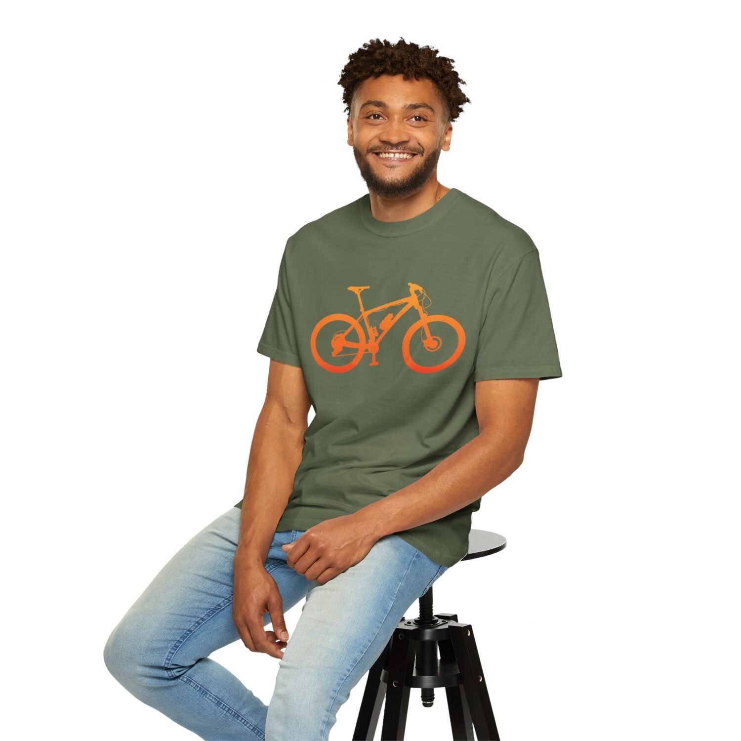 Mountain Bike Silhouette T-Shirt — Orange MTB Graphic Tee for Cyclists - Image 34