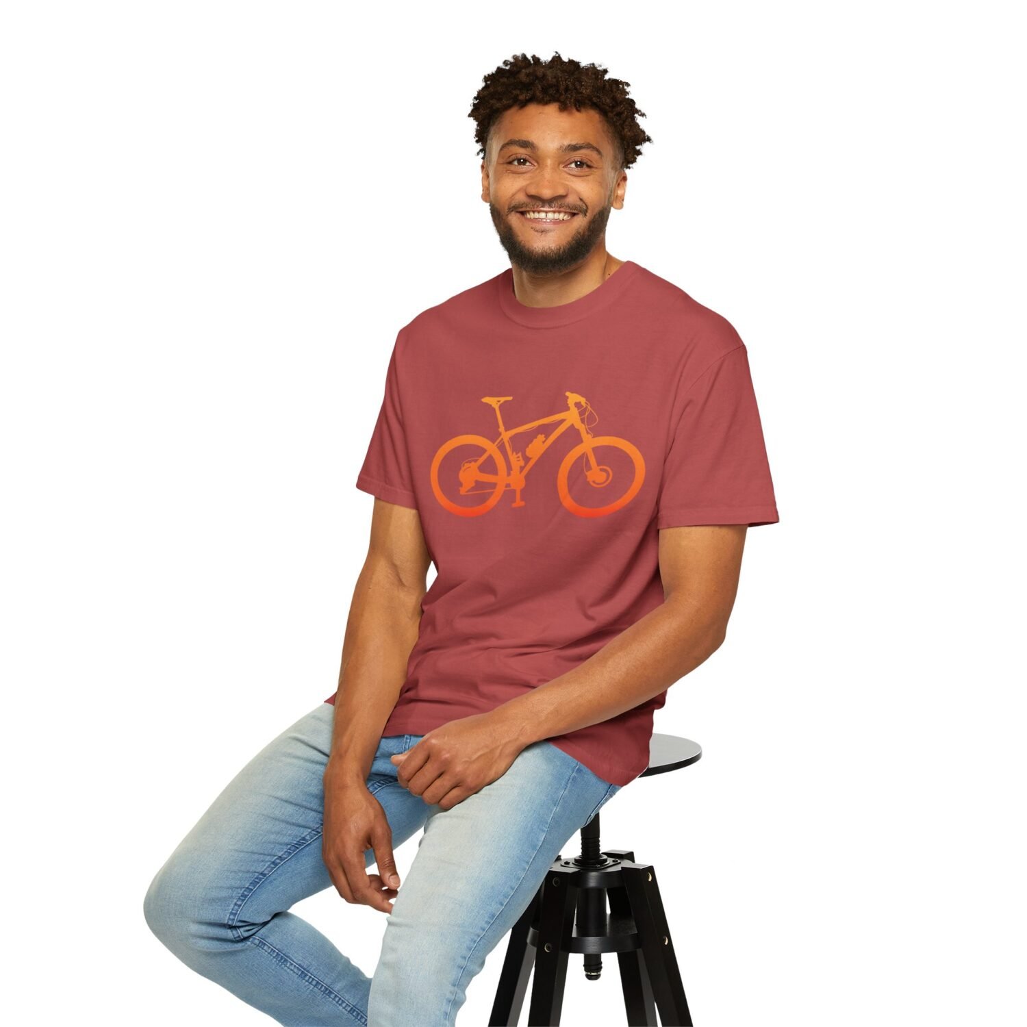 Mountain Bike Silhouette T-Shirt — Orange MTB Graphic Tee for Cyclists - Image 88