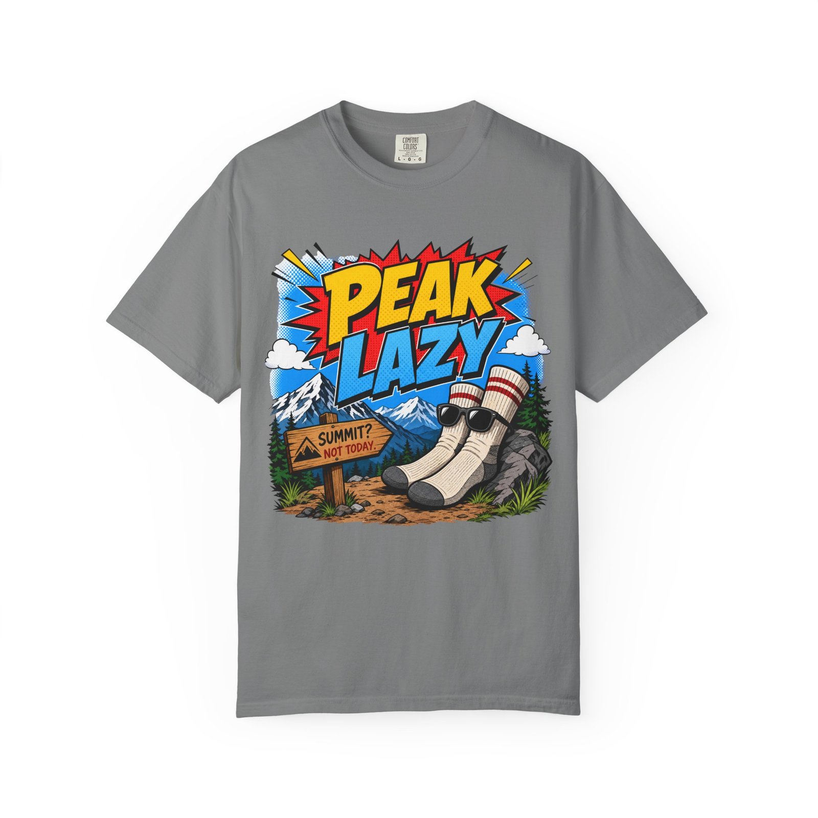 Peak Lazy Funny Hiking Design T-Shirt - Image 5
