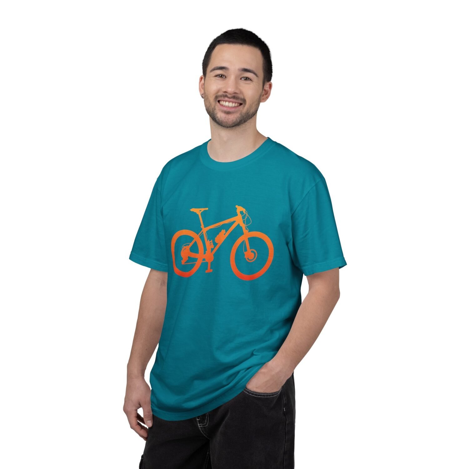 Mountain Bike Silhouette T-Shirt — Orange MTB Graphic Tee for Cyclists - Image 51