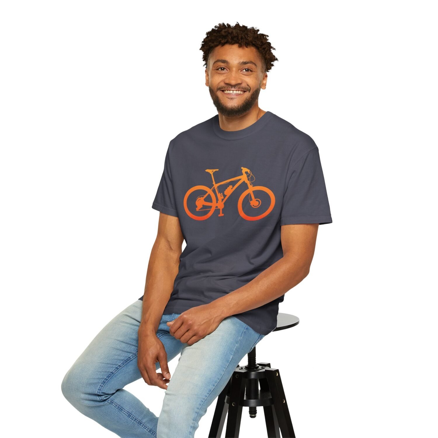 Mountain Bike Silhouette T-Shirt — Orange MTB Graphic Tee for Cyclists - Image 76