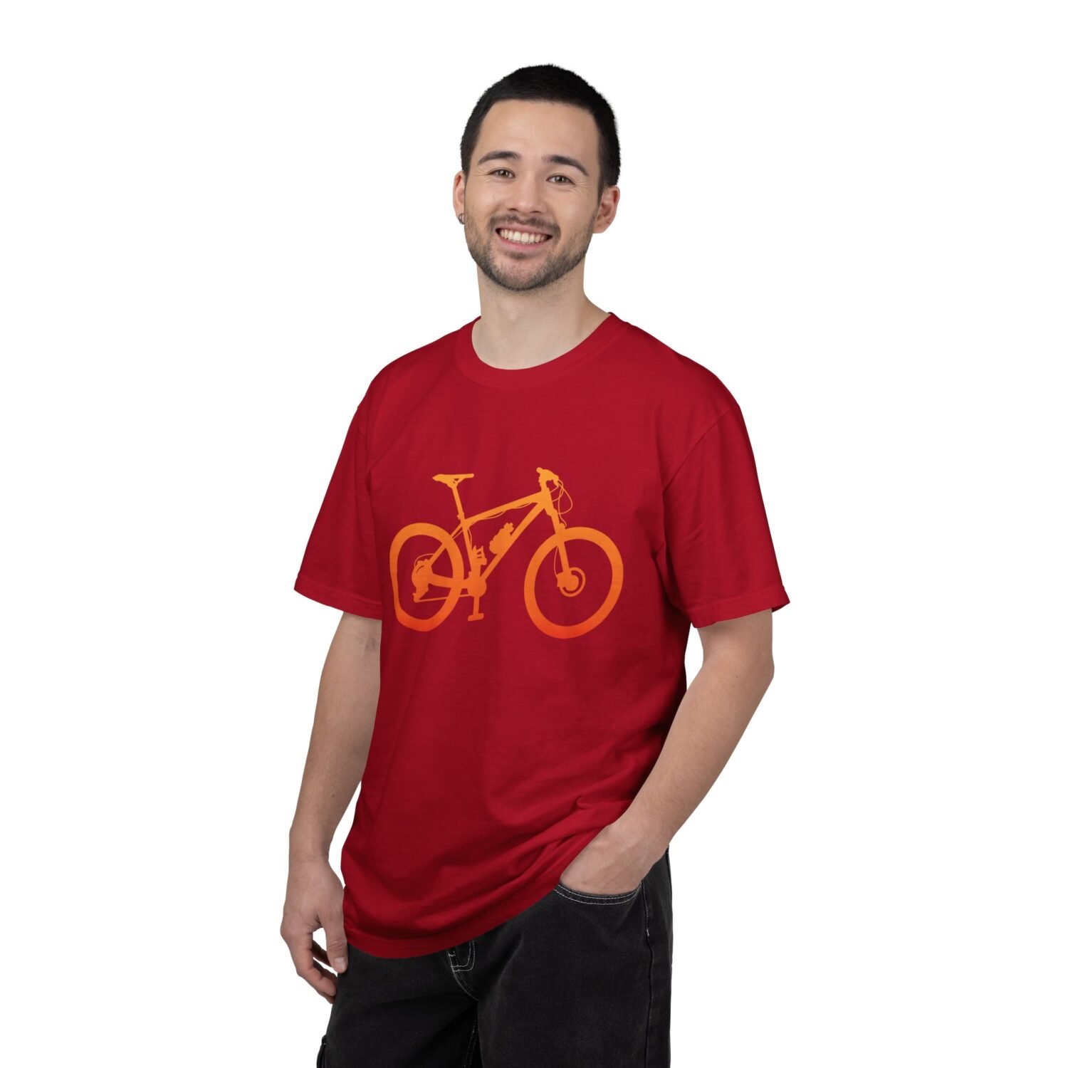 Mountain Bike Silhouette T-Shirt — Orange MTB Graphic Tee for Cyclists - Image 93