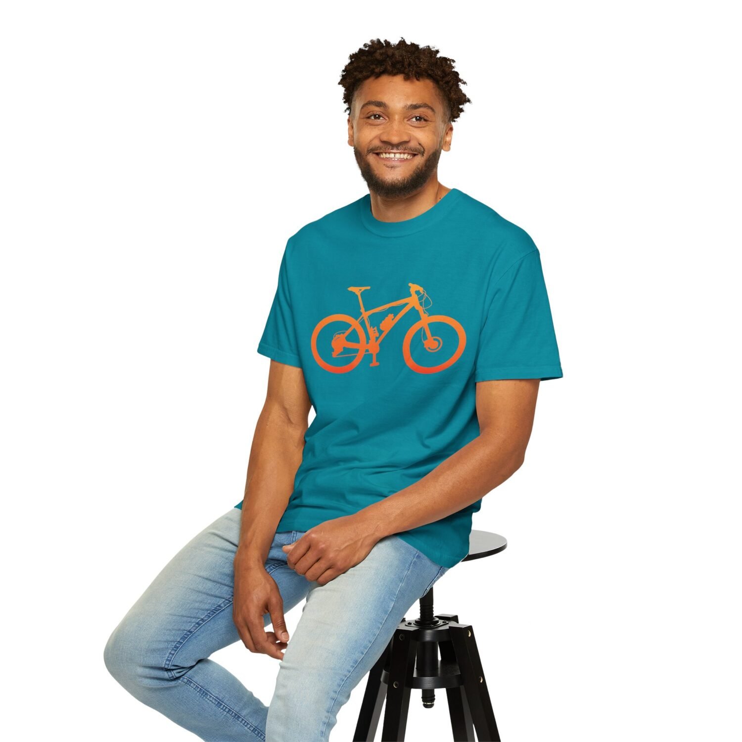 Mountain Bike Silhouette T-Shirt — Orange MTB Graphic Tee for Cyclists - Image 52
