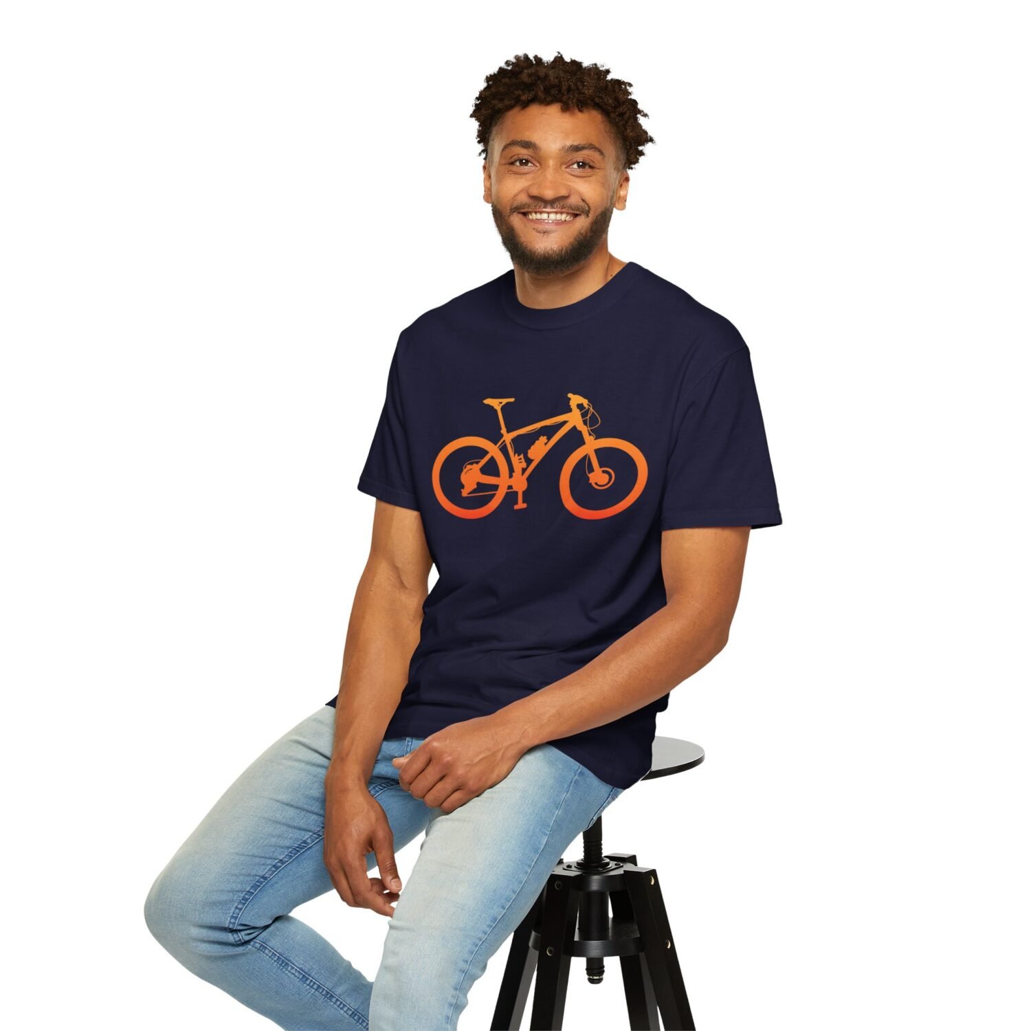 Mountain Bike Silhouette T-Shirt — Orange MTB Graphic Tee for Cyclists - Image 70