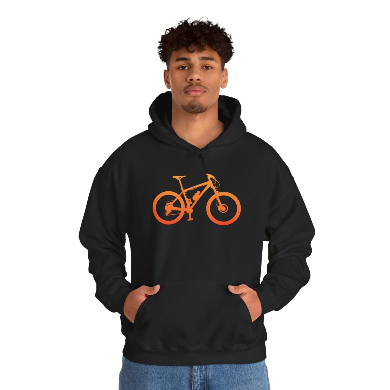 Mountain Bike Hoodie — Orange Gradient Bike Graphic for Cyclists & Outdoor Enthusiasts - Image 3