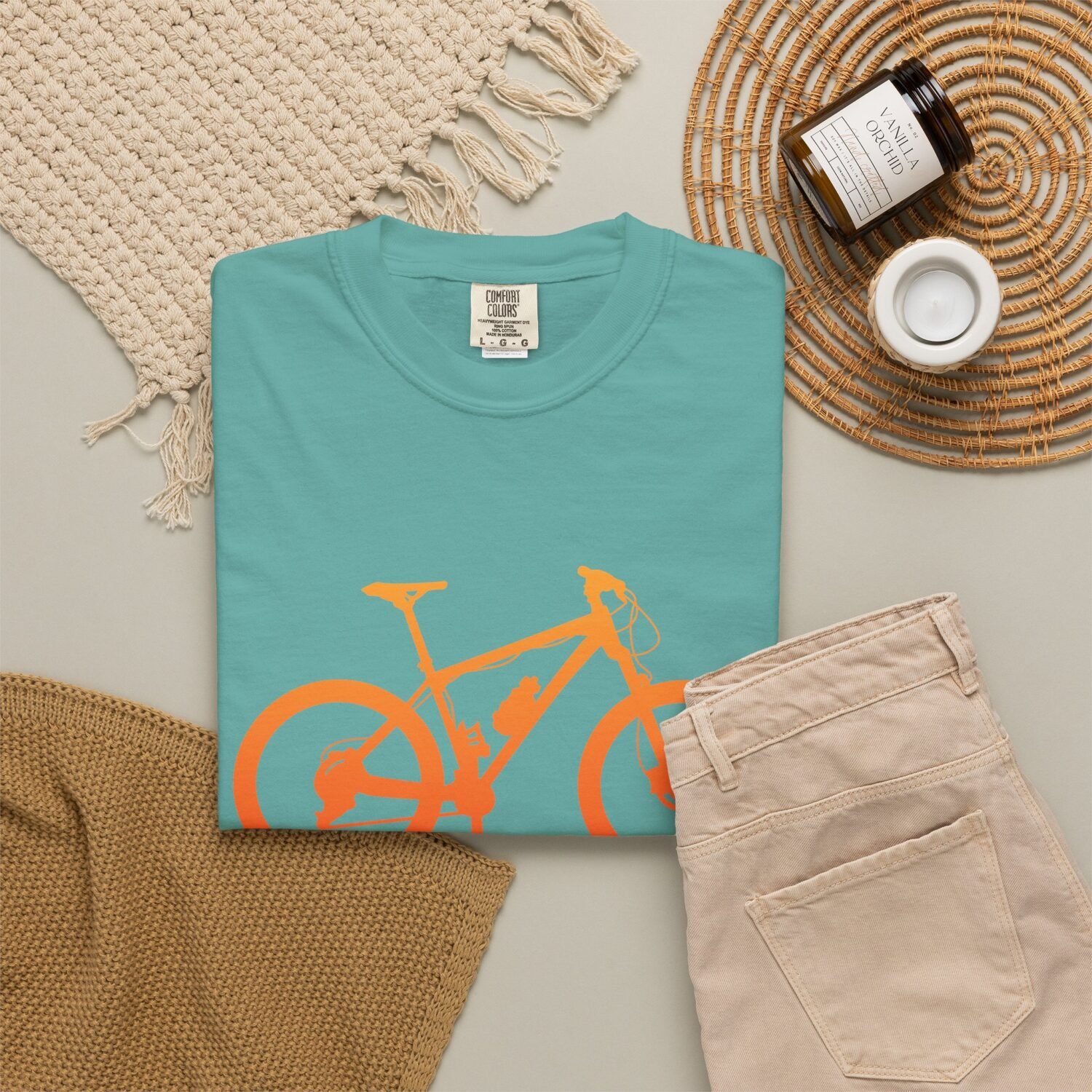 Mountain Bike Silhouette T-Shirt — Orange MTB Graphic Tee for Cyclists - Image 47
