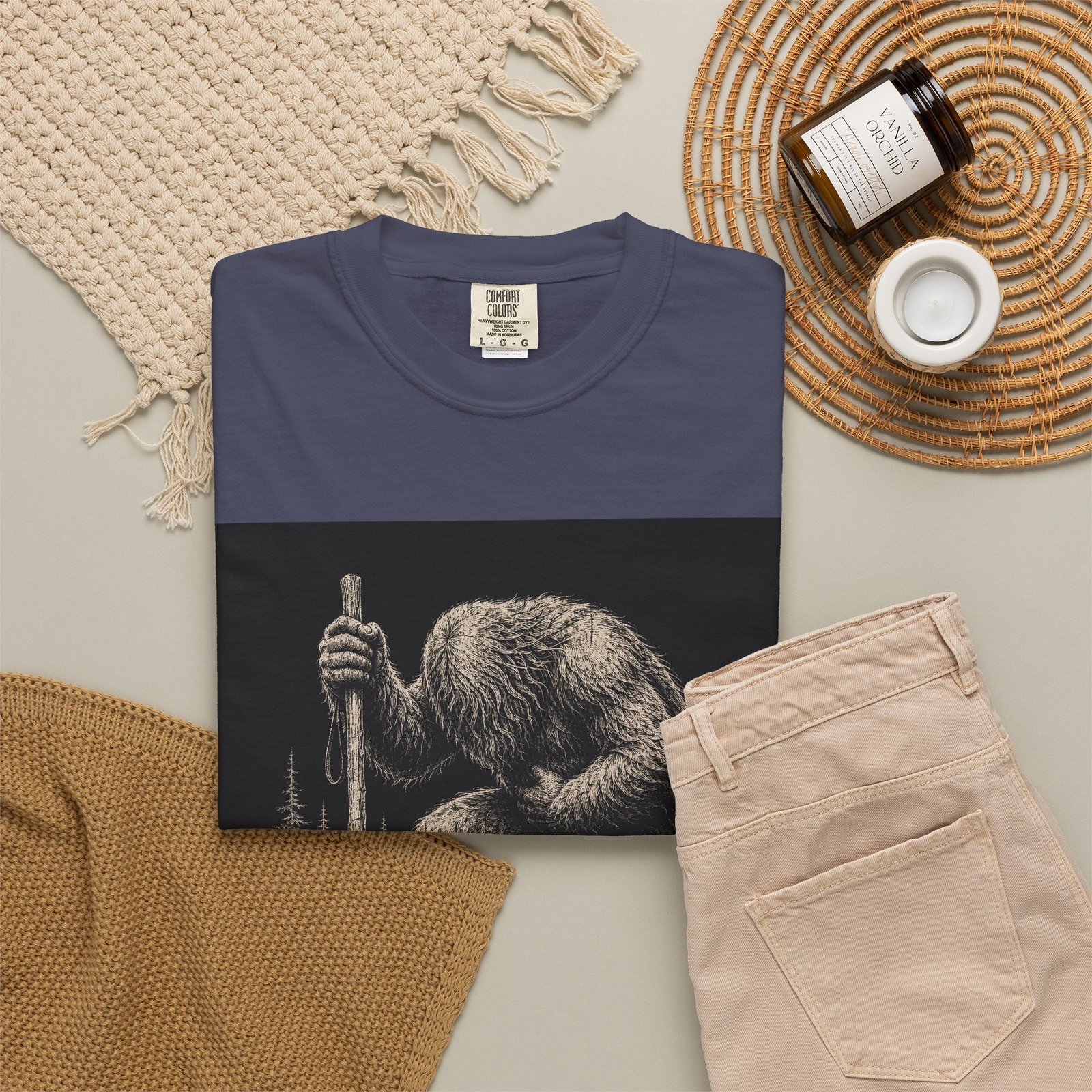 Funny Retro Cryptid Hiking Bigfoot T-Shirt - Image 9