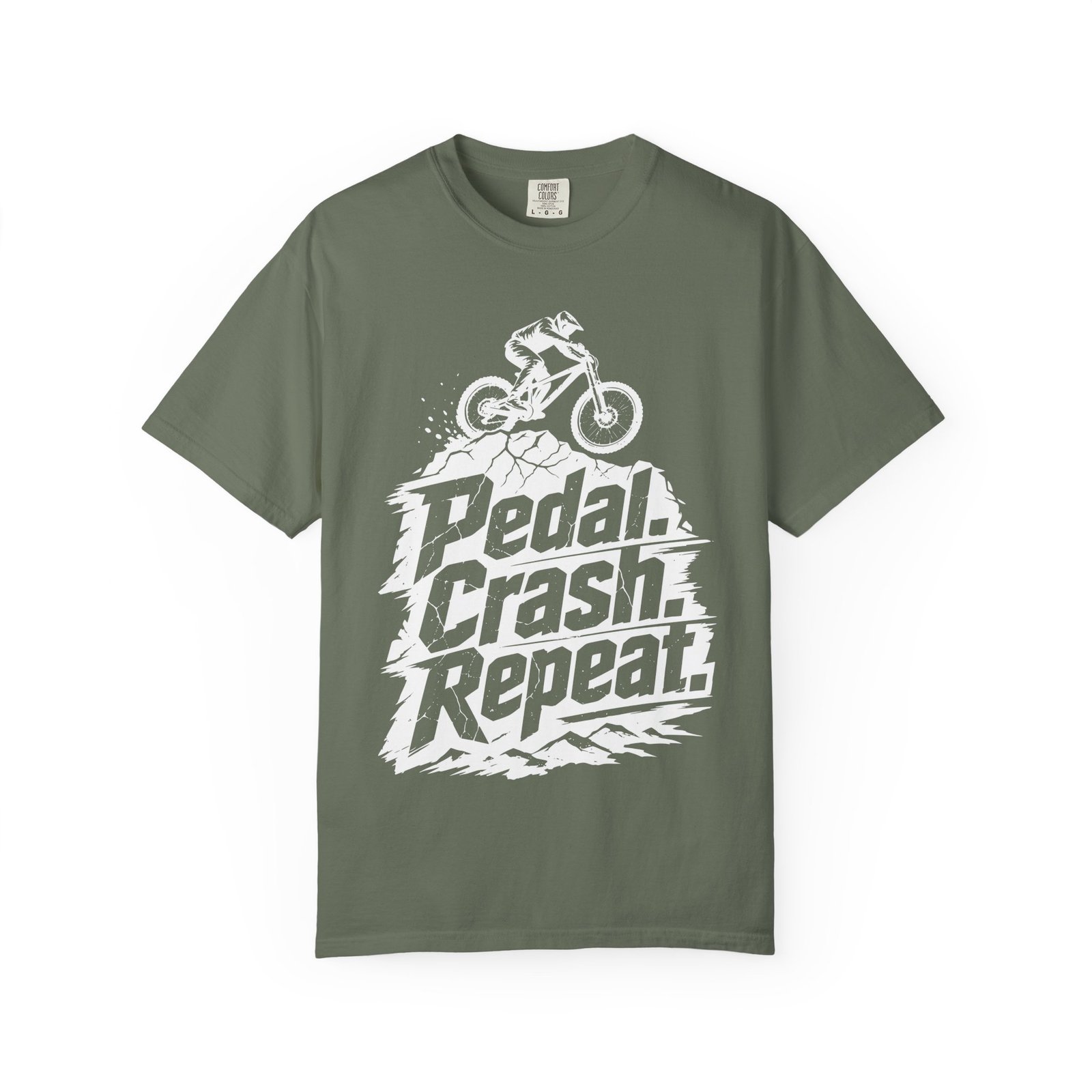 Pedal Crash Repeat Funny Mountain Biking MTB T-Shirt - Image 3