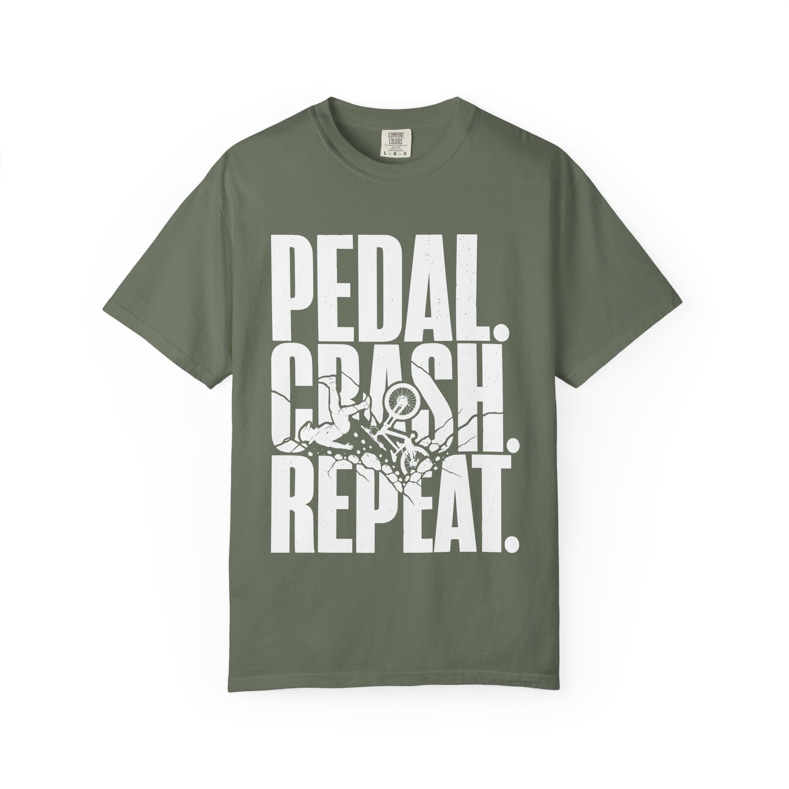 Pedal Crash Repeat Funny Mountain Bike T-Shirt - Image 3